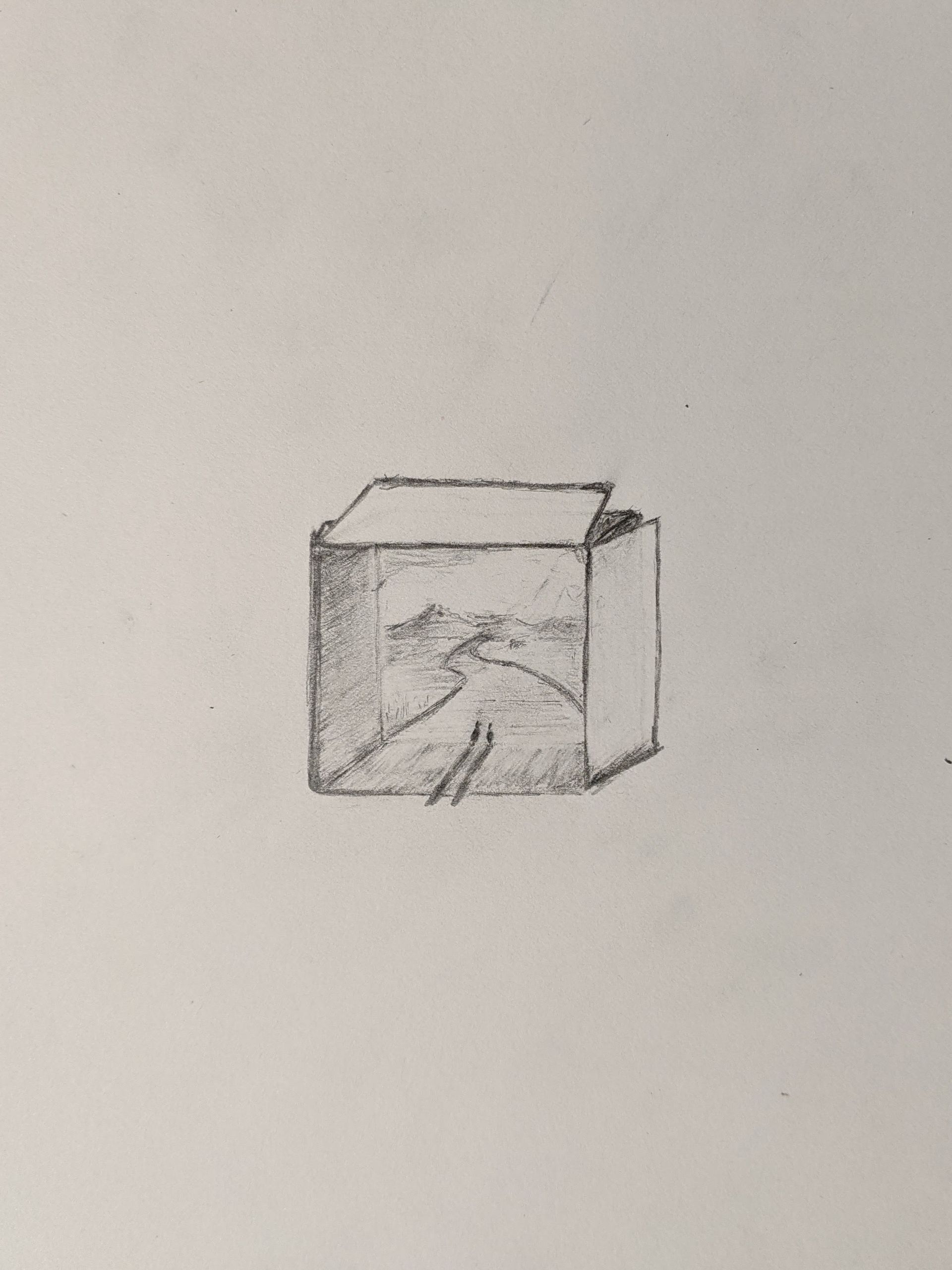 A hand-drawn sketch of a box