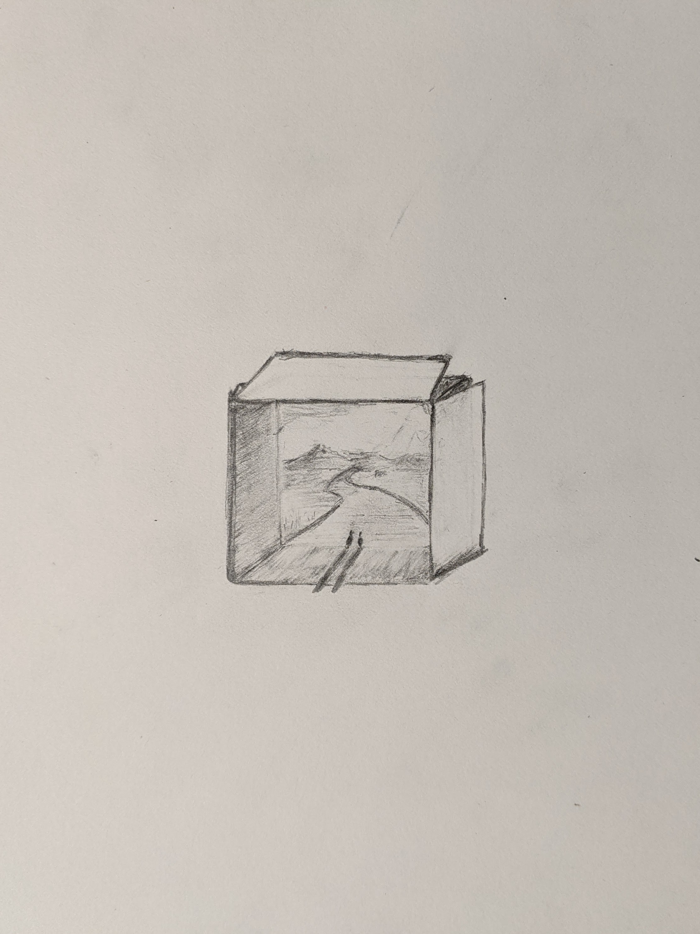 A hand-drawn sketch of a box